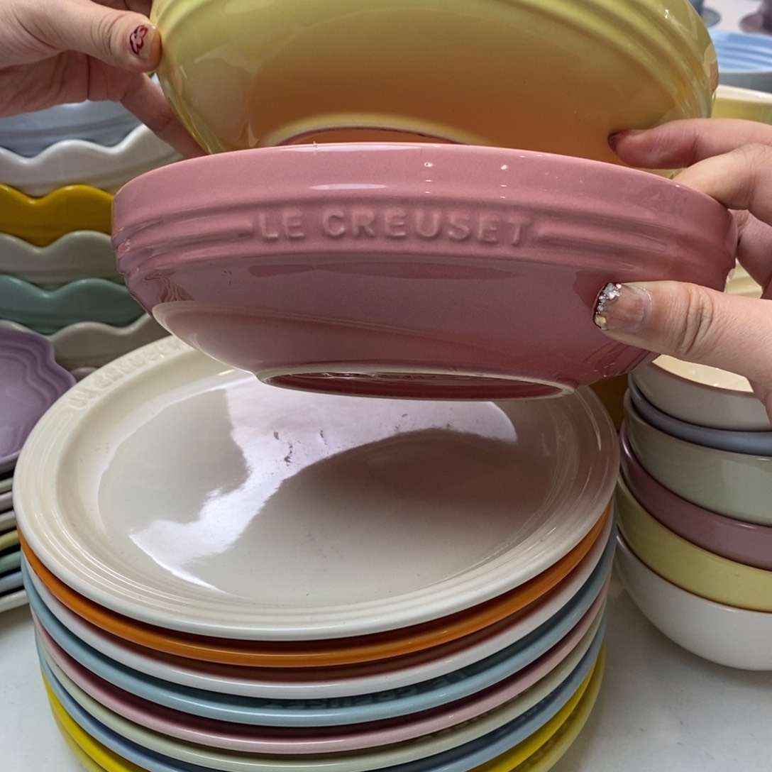 瓷片微瑕2个8英寸大深盘内外同色