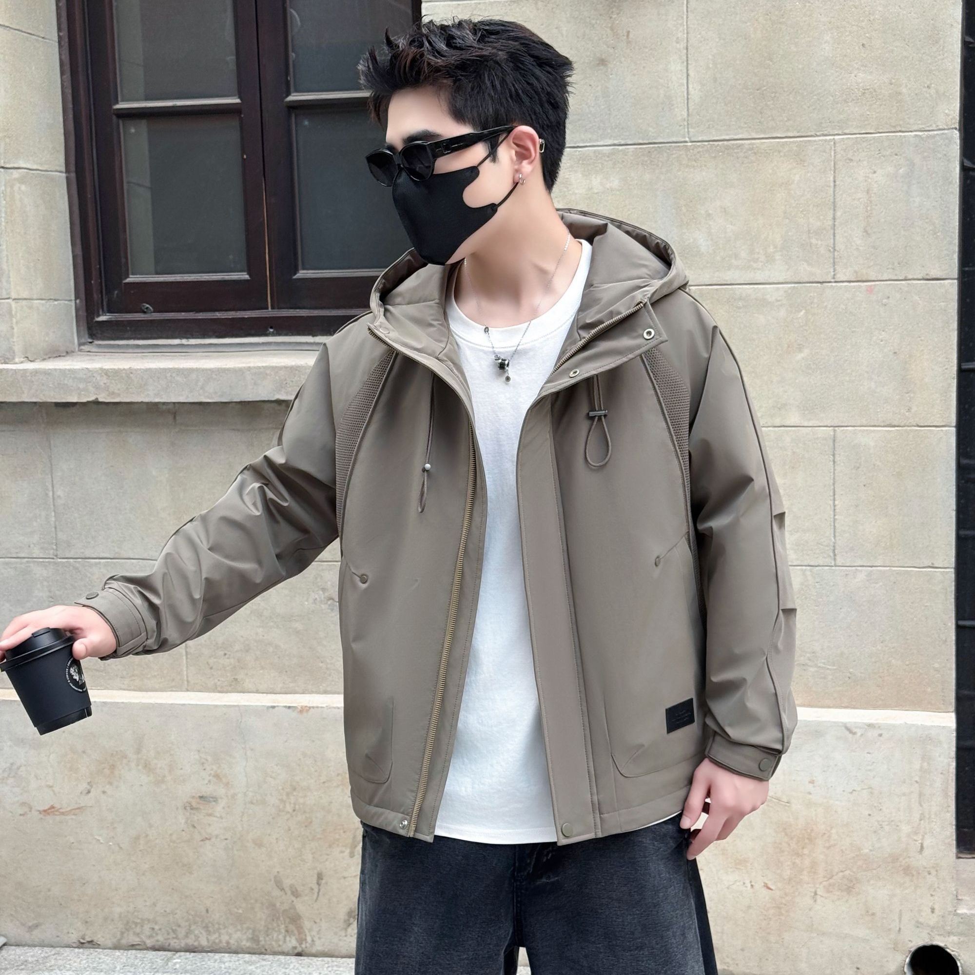 【结构拼接加棉加厚二棉冲锋衣】秋冬新款连帽时尚工装棉服外套-903