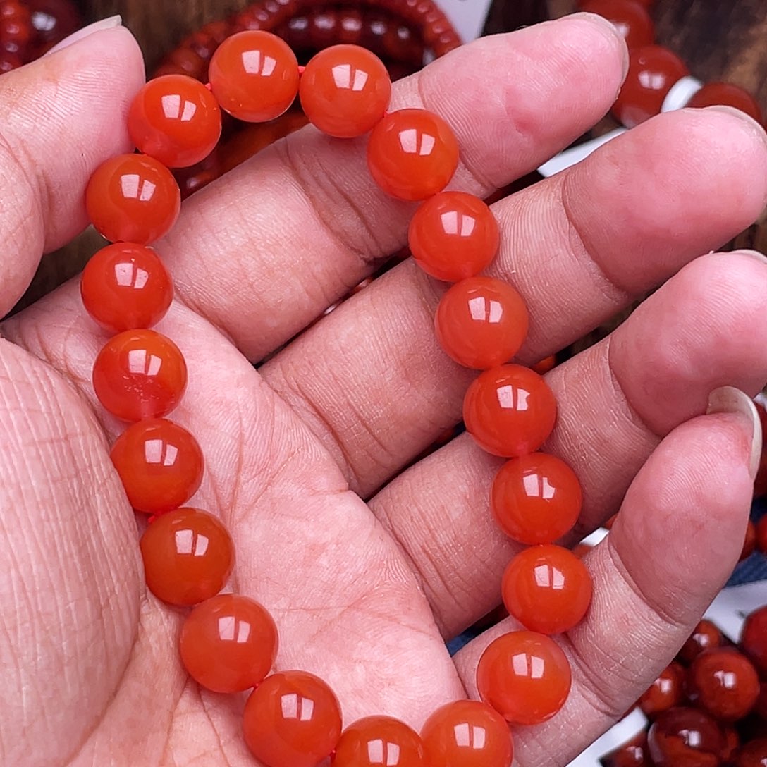 南红玛瑙未镶嵌手链南红凉山卡10樱桃红