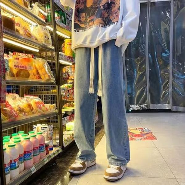 266港风潮男夏季新款牛仔裤嘻哈ins潮高街潮流痞帅长裤2025年