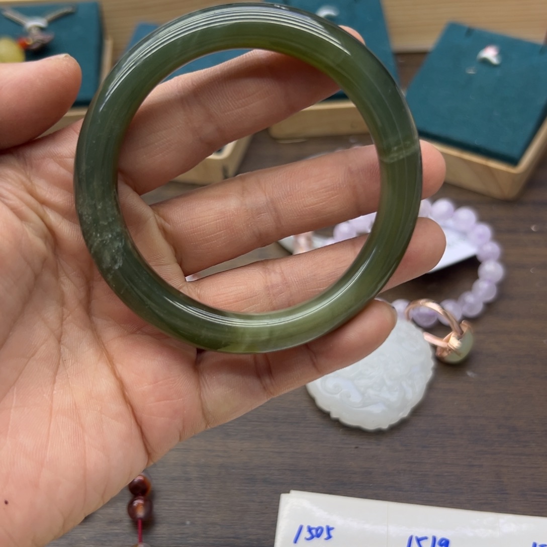 和田玉未镶嵌手镯58.3圈围1434