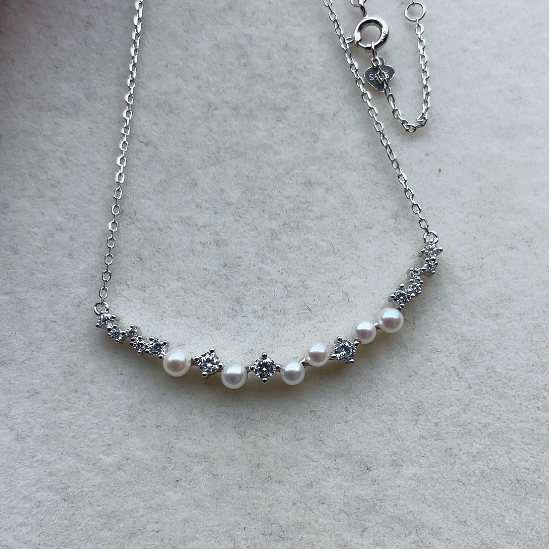 银S925镶嵌淡水珍珠套链98