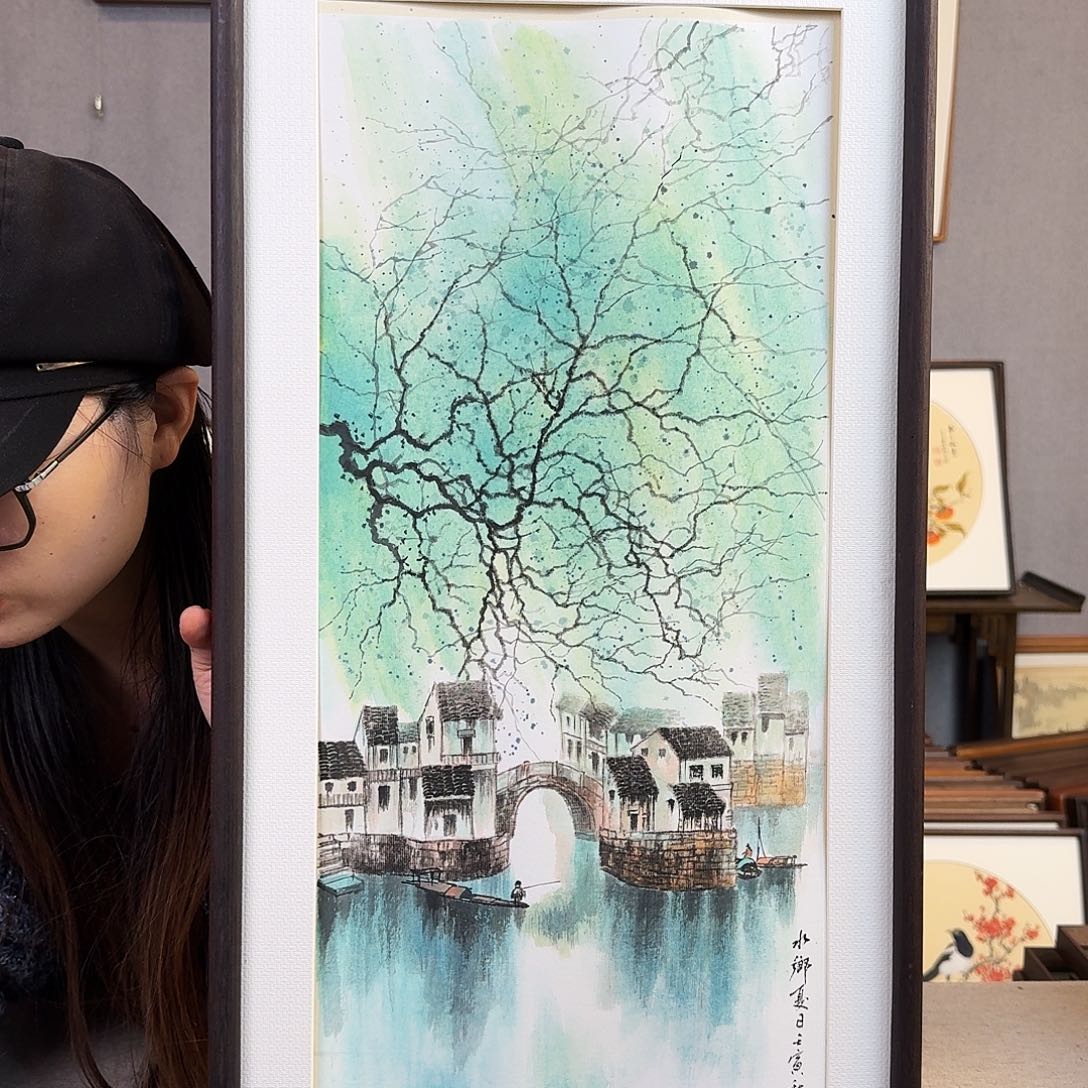 国画手绘带框尺寸： 36*69