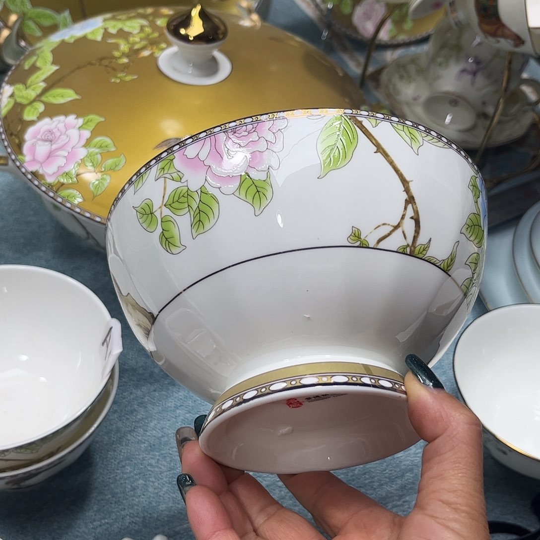 瓷片琴瑟和鸣六寸面碗两个