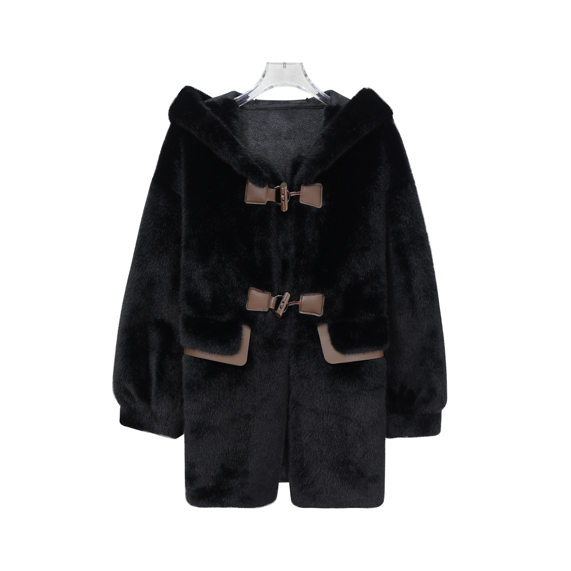 轻奢连帽牛角扣宽松减龄百搭高级感外套S5516