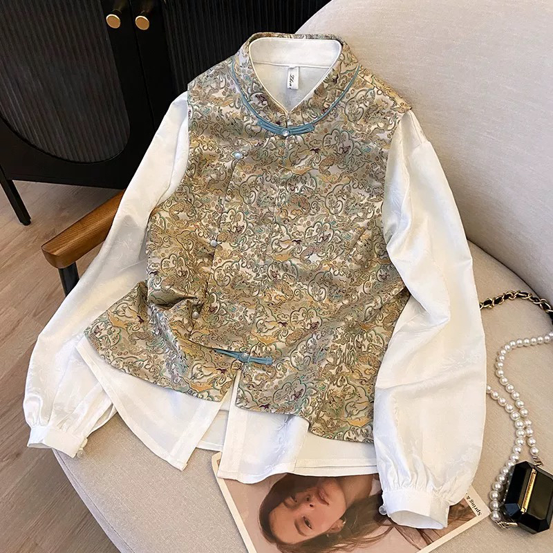 纯色100g以下（不含）常规提花马夹立领工字型款常规款