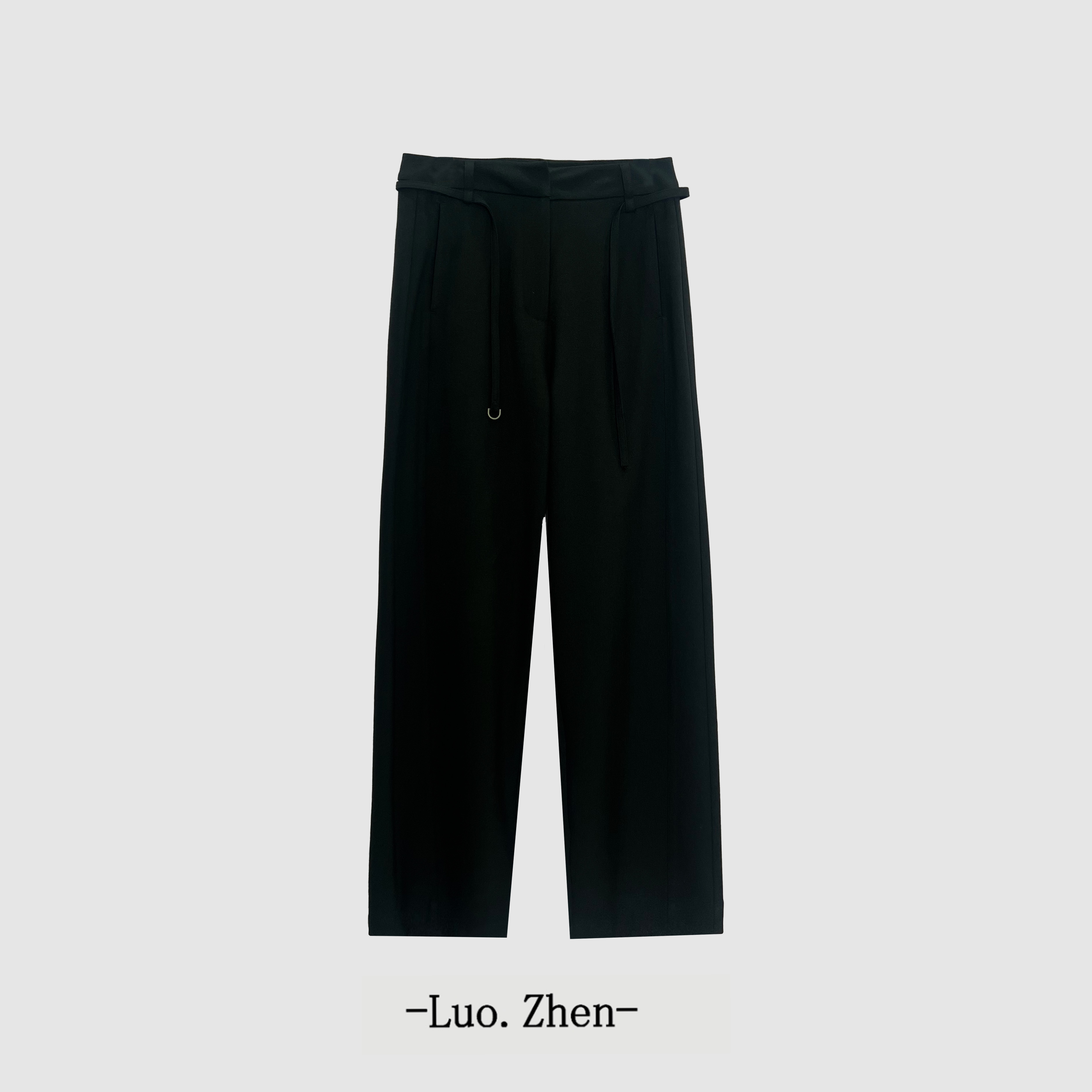 【Luo-Zhen】"逸纹流徽" 简约 飘带装饰文艺风高级感直筒裤K819