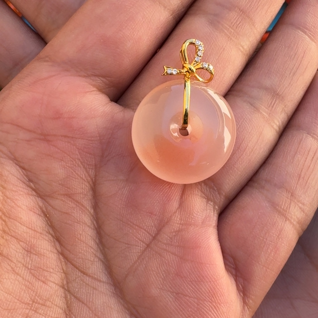 南红玛瑙18K金镶嵌吊坠(不含链)