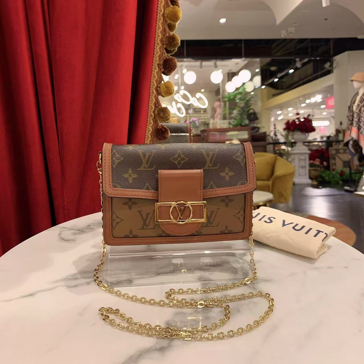95新 LouisVuitton/路易威登 GGS达芙妮woc老花金扣58899402