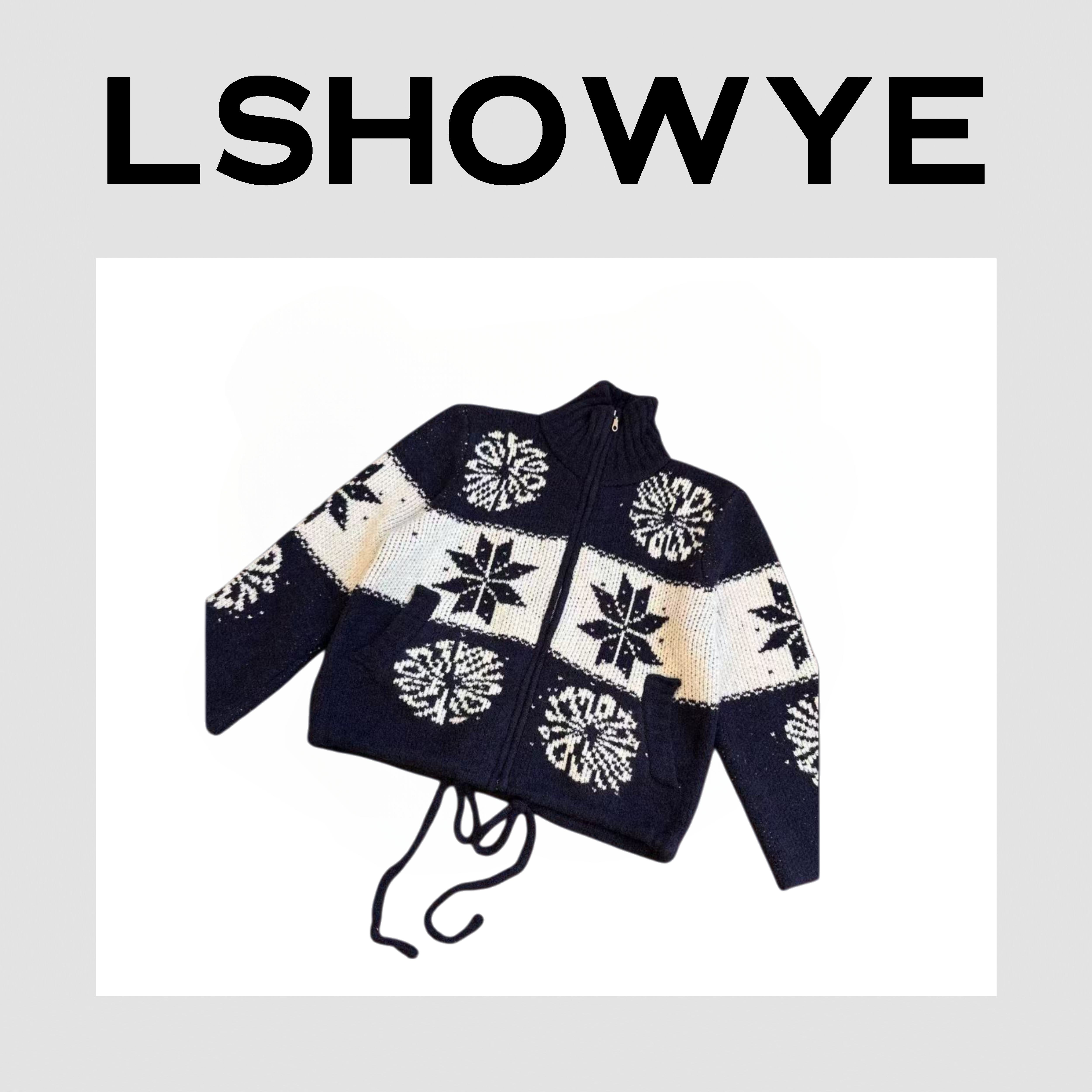 LSHOWYE｜撞色提花钩织毛衣开衫 25H0226