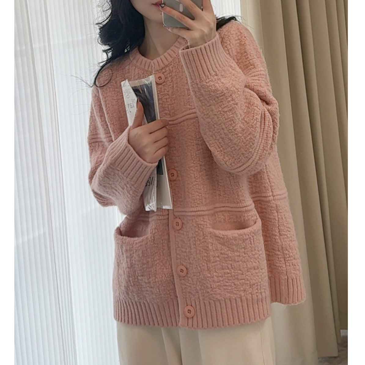 《大橙子》高品质加厚针织外套女慵懒宽松显瘦有型毛衣开衫上衣