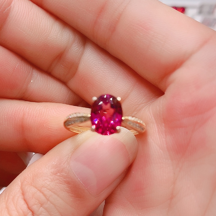 石榴石戒指银S925镶嵌7✖️9