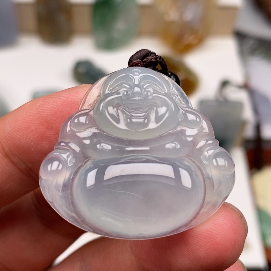 翡翠颈饰未镶嵌缅甸天然翡翠冰佛公