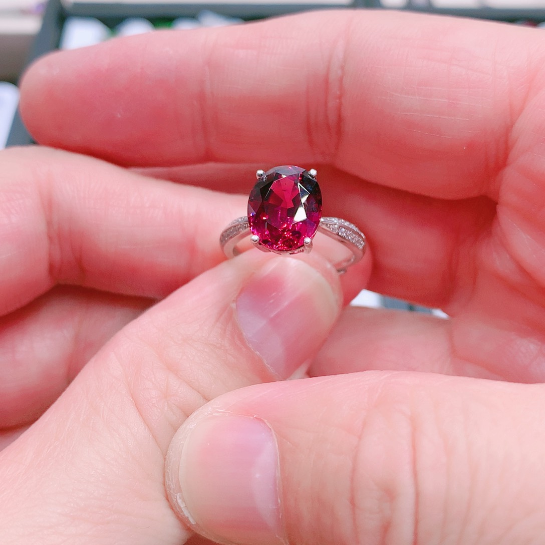 石榴石戒指银S925镶嵌