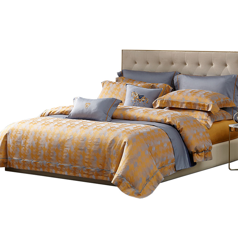 MINE/寐60支新疆长绒棉色织提花贡缎都市风四件套巴顿