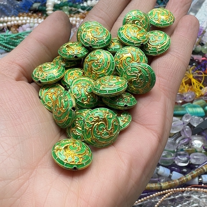 玛瑙/玉髓未镶嵌珠宝半成品3个16mm景泰蓝