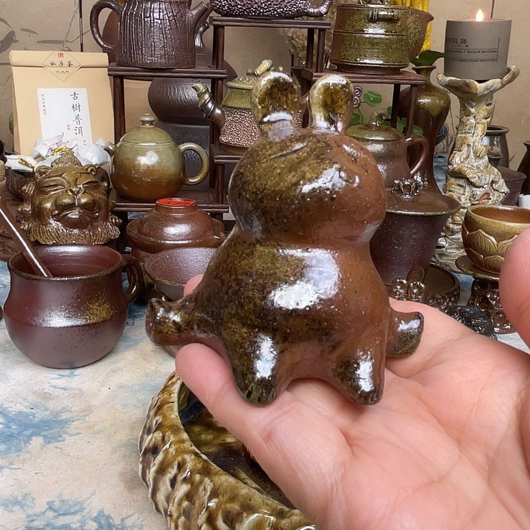 手工小兔茶宠摆件
