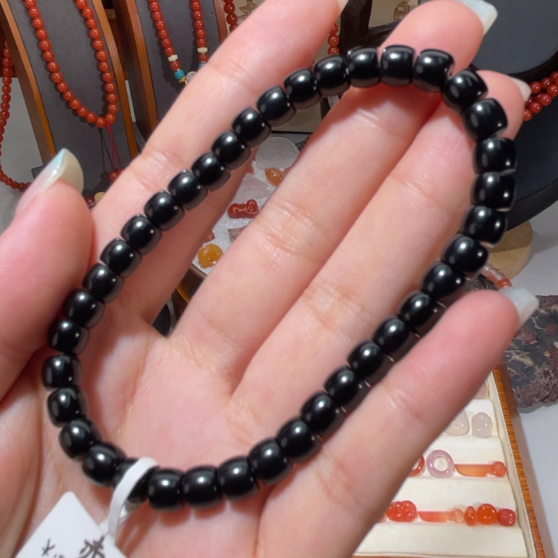 玛瑙/玉髓黑玛瑙单圈6.2mm未镶嵌