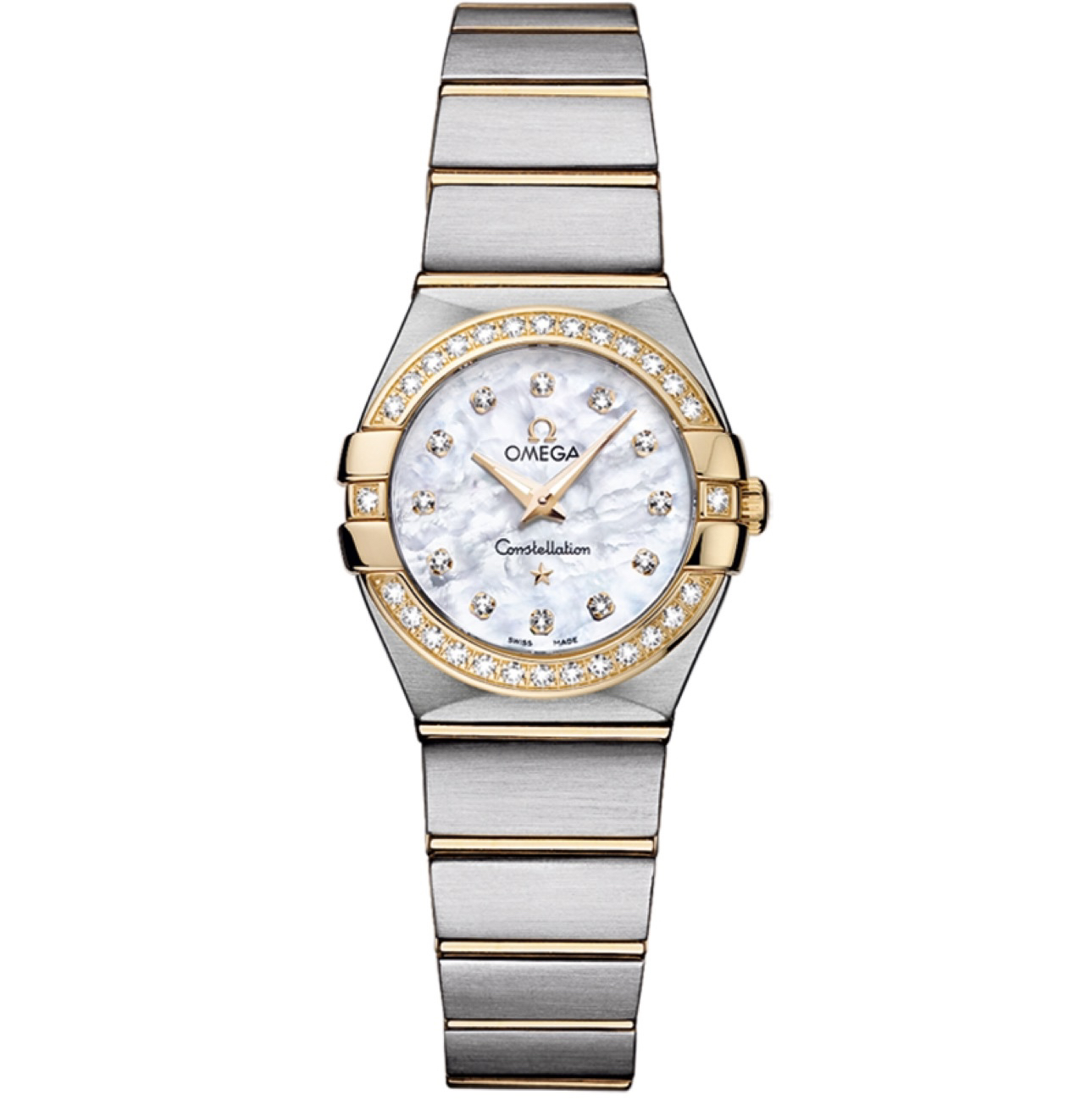 99新 Omega/欧米茄 星座系列/女表/24mm/石英/内外钻/黄金
