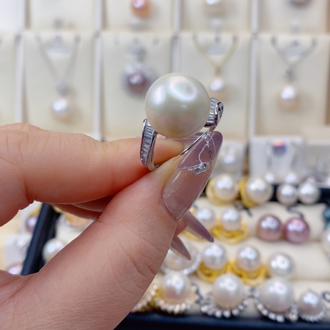 淡水珍珠戒指银S925镶嵌德*儿