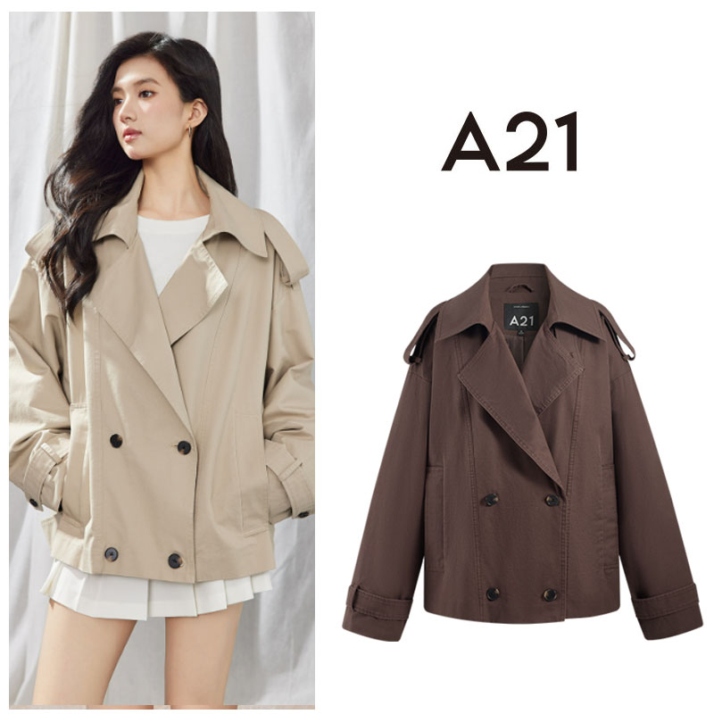 A21女装宽松翻领落肩开衫休闲上衣外套F451214004