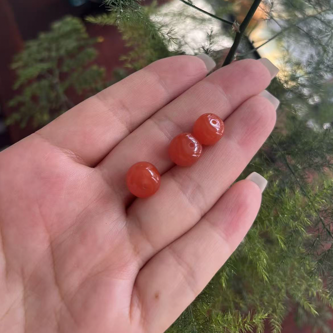保山原矿南红玛瑙老型单珠，尺寸10十