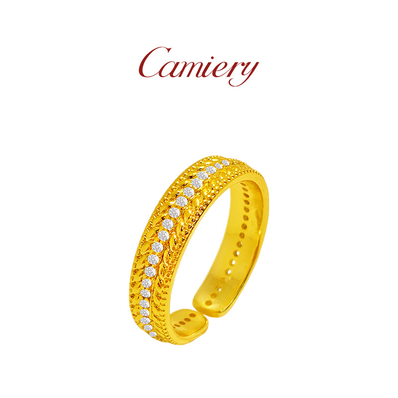  CAMIERY/卡美瑞 新中式时尚轻奢麦穗开口戒指