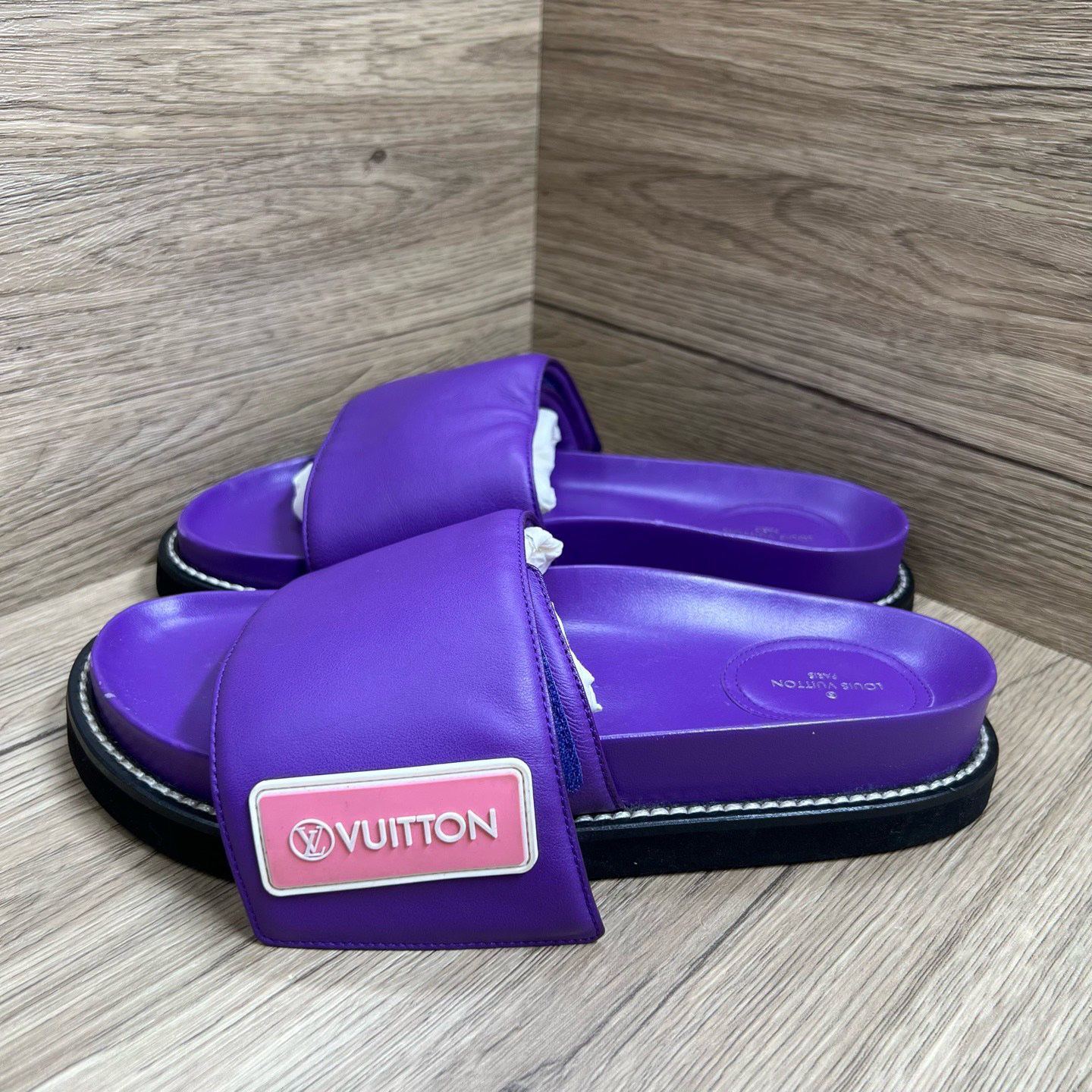 99新 LouisVuitton/路易威登 Comfort 紫粉魔术贴拖鞋 34码 39码