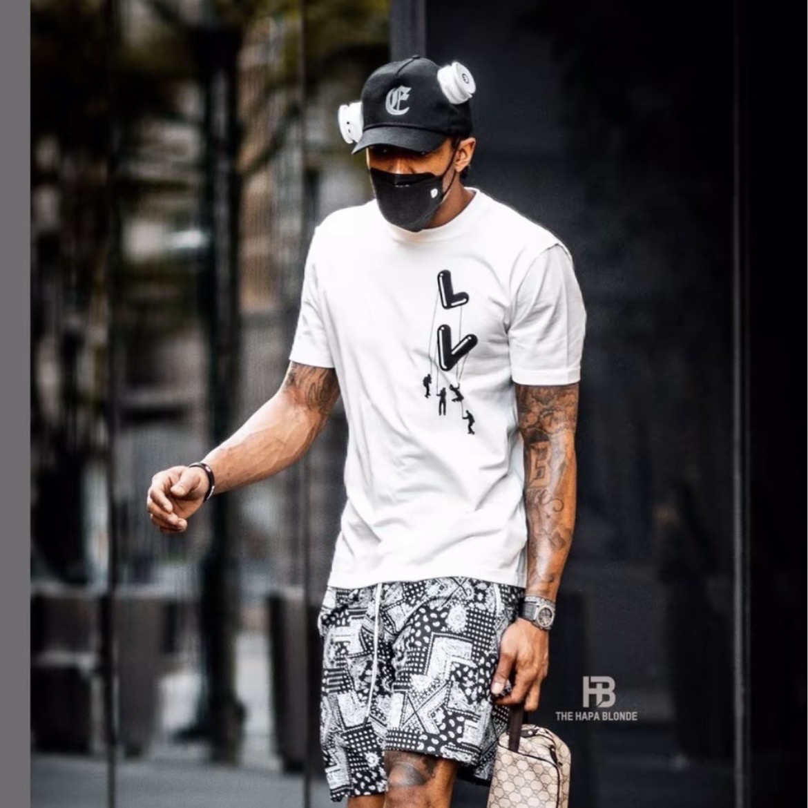 99新 LouisVuitton/路易威登 4242/白色Logo伞兵印花短袖/XL码