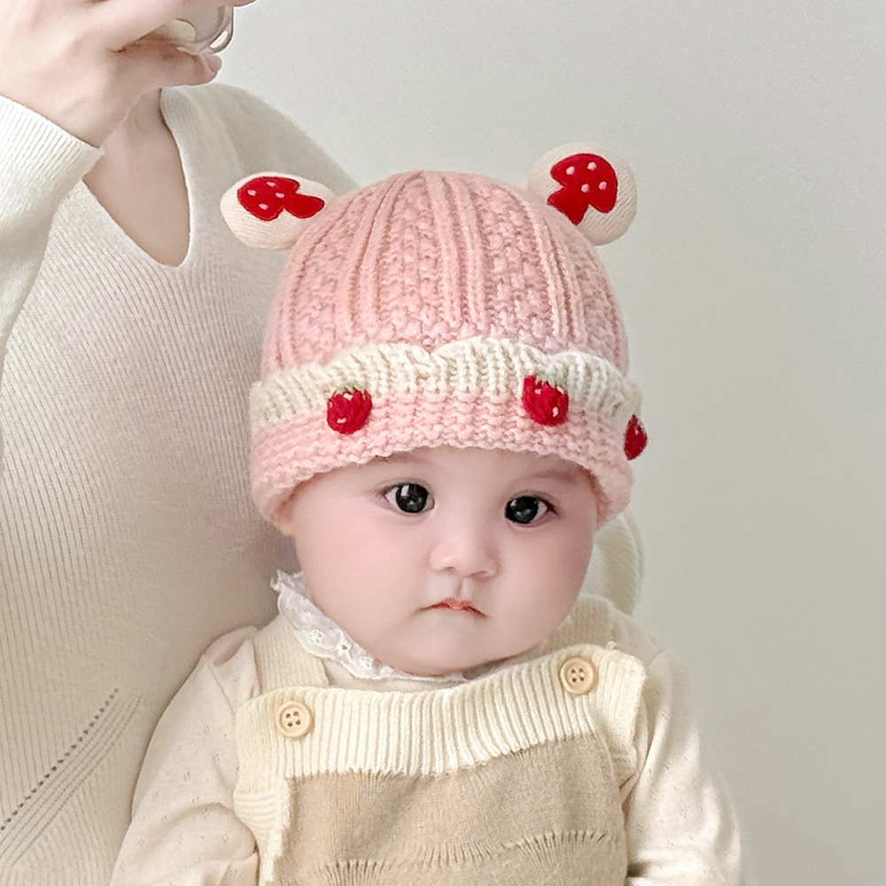 新生儿帽子冬季防风保暖婴儿帽喜庆宝宝帽子秋冬婴幼儿护耳针织帽