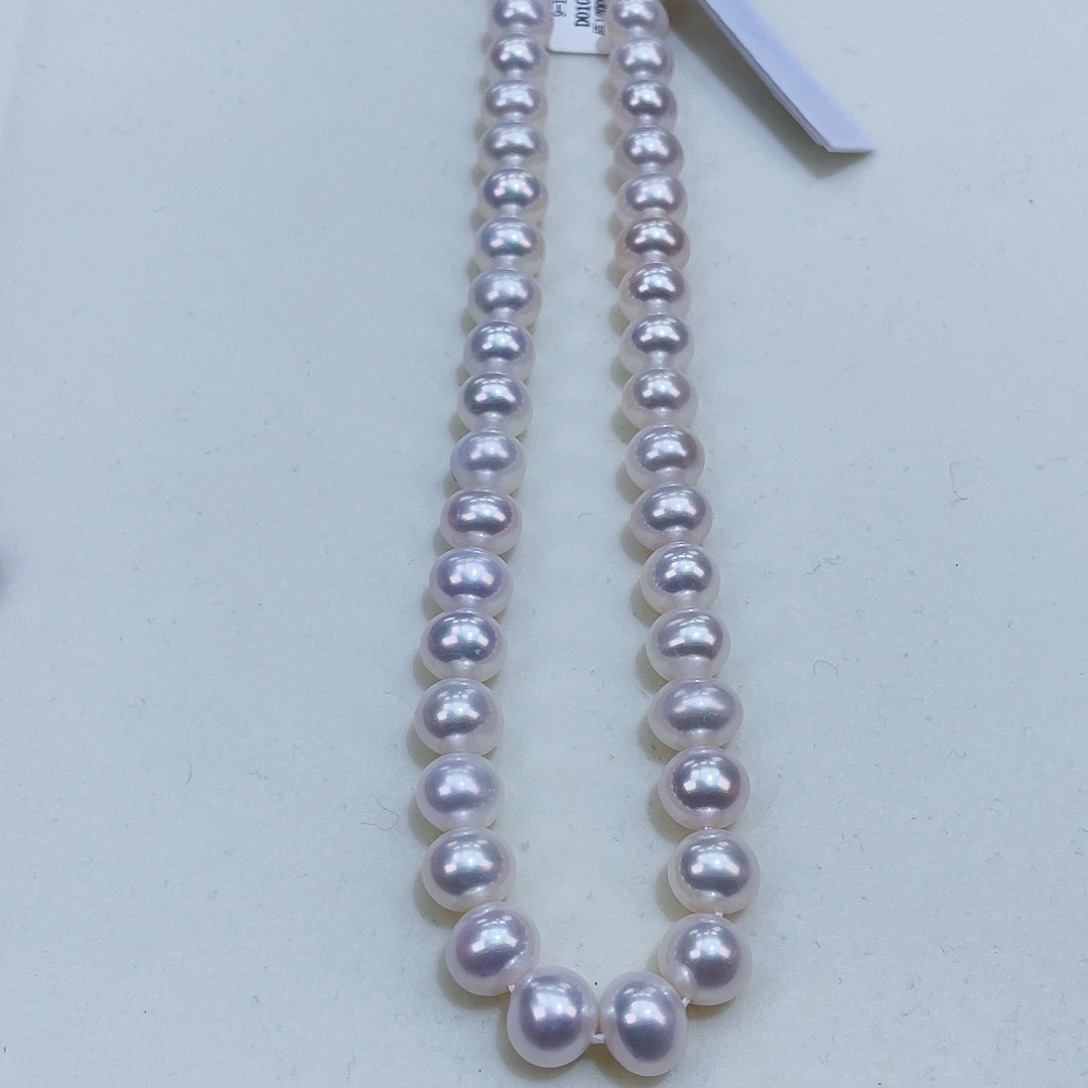 淡水珍珠颈饰银S925镶嵌9/10巨透亮冷白无核细腻干净