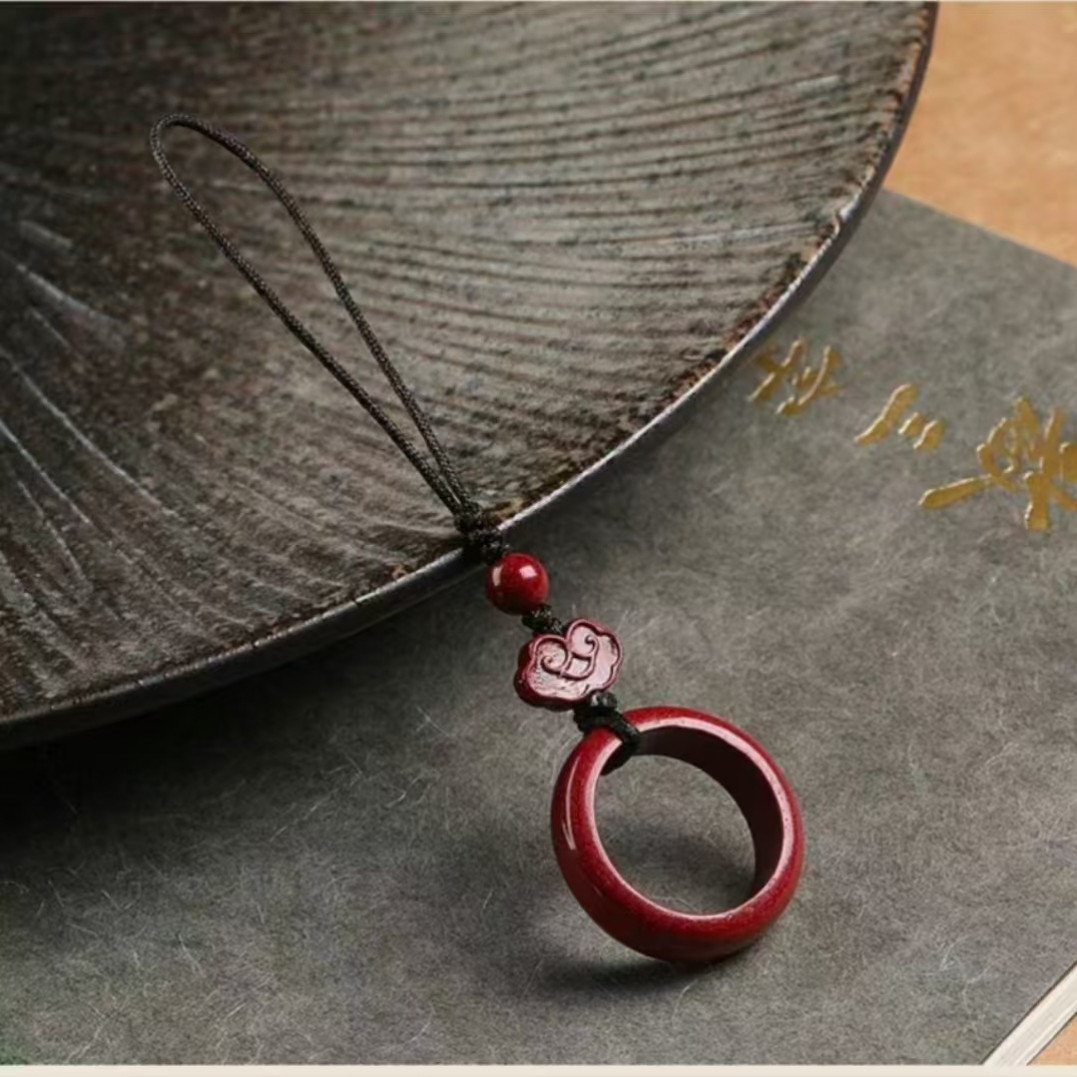 朱砂指环扣国风手机链挂件男女网红吊坠U盘短款防丢