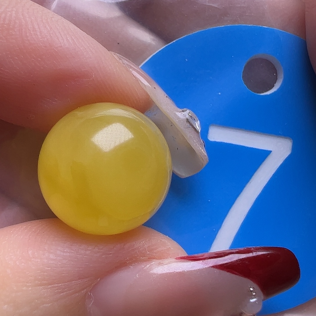 蜜蜡未镶嵌珠宝奇石12.9mm鸡油黄圆珠