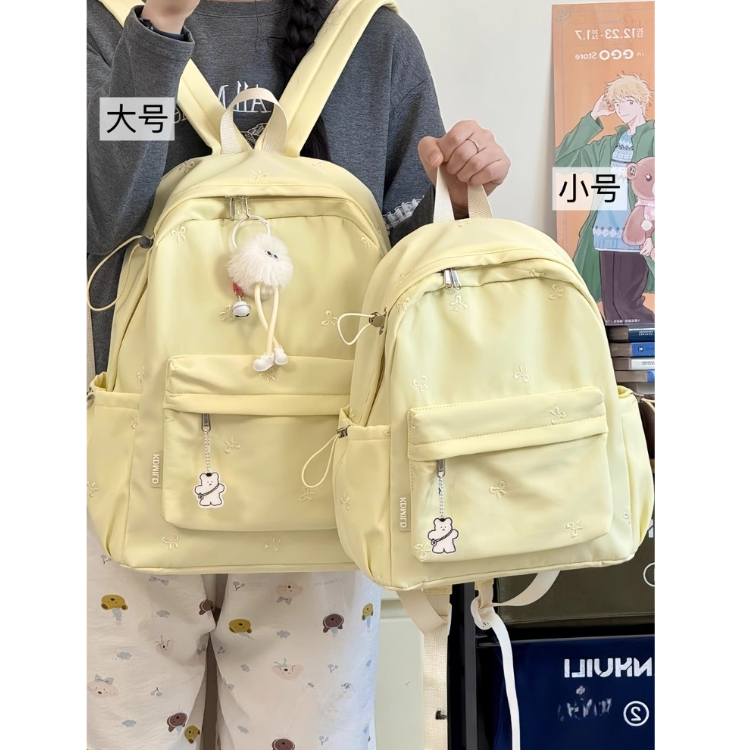 百搭蝴蝶结少女书包韩版高中生大学生双肩包高颜值简约休闲背包女