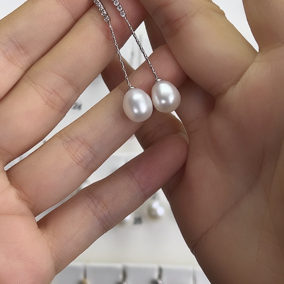 淡水珍珠耳饰银S925镶嵌