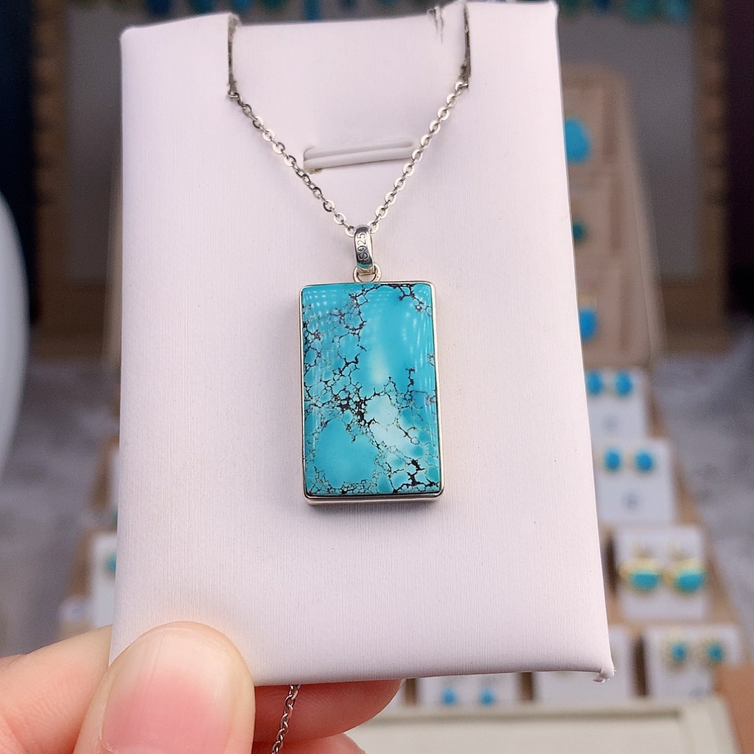 绿松石颈饰银S925镶嵌