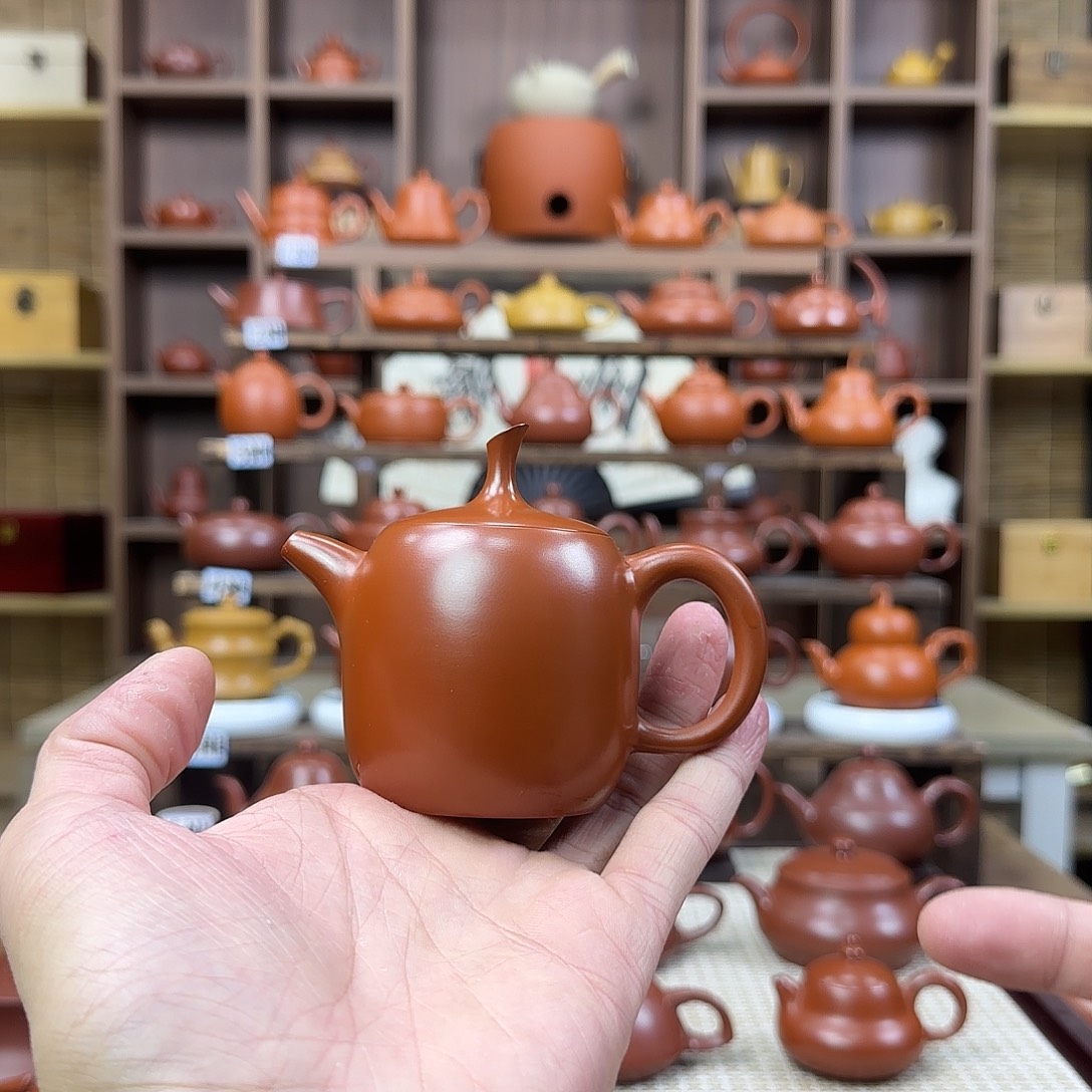 紫砂茶壶潮州手拉壶朱泥一帆风顺