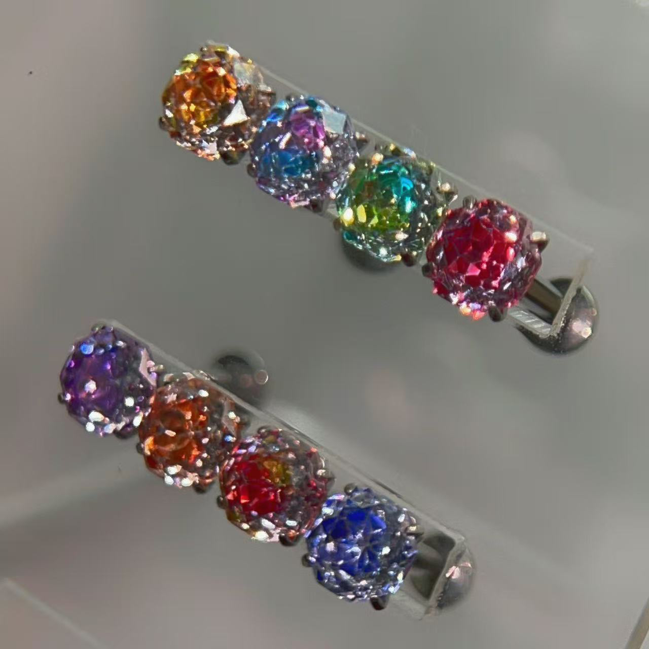 「八边玫瑰切❗超闪❗F136钛合金材质5mm尺寸切碗渐变爆闪耳钉舌钉