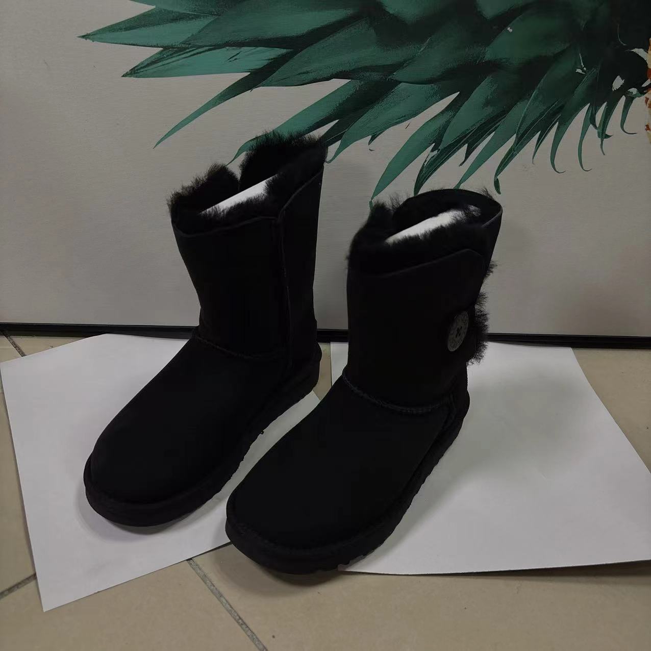 大庆仓 单木扣高筒雪地靴货号5803