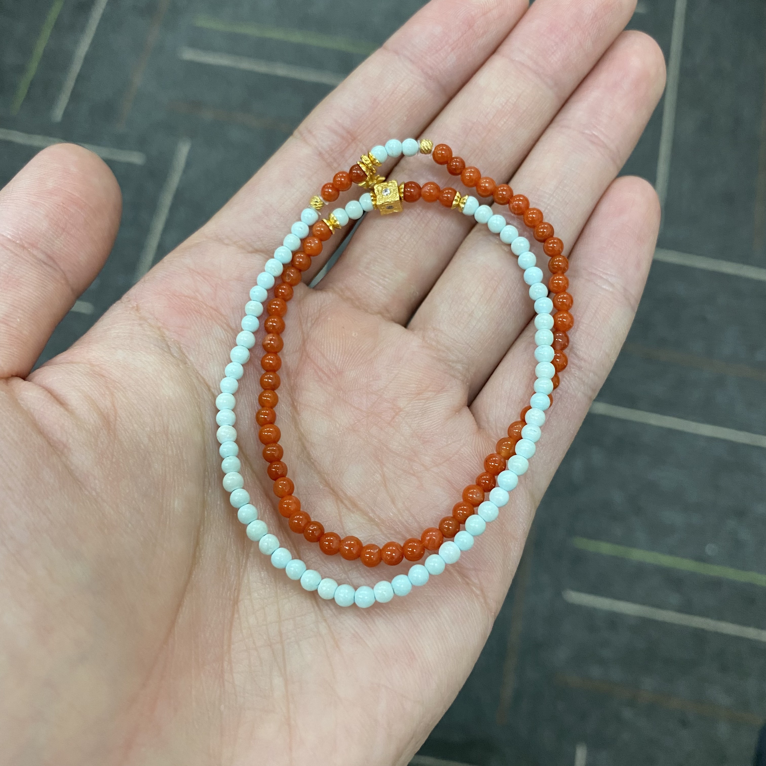 【不二】南红S925银DIY双圈手串3mm±（多样性发）