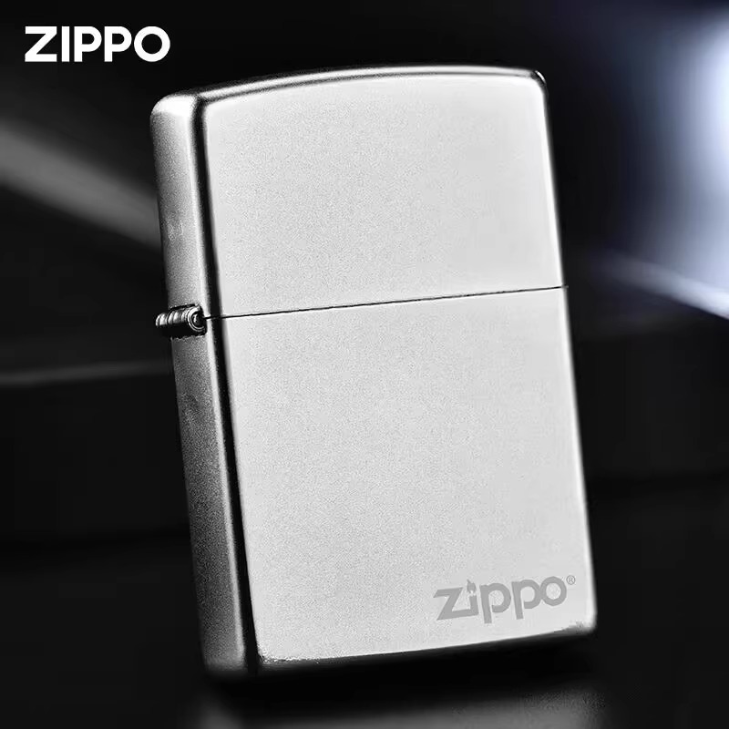 ZIPPO/之宝打火机镀铬光板205商标男士礼品经典耐磨 煤油防风TCJ1