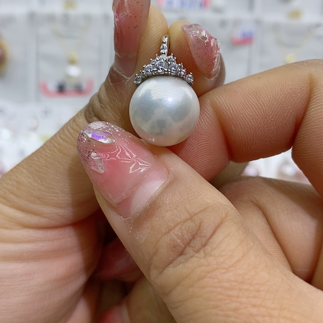 淡水珍珠银S925镶嵌吊坠(赠链)