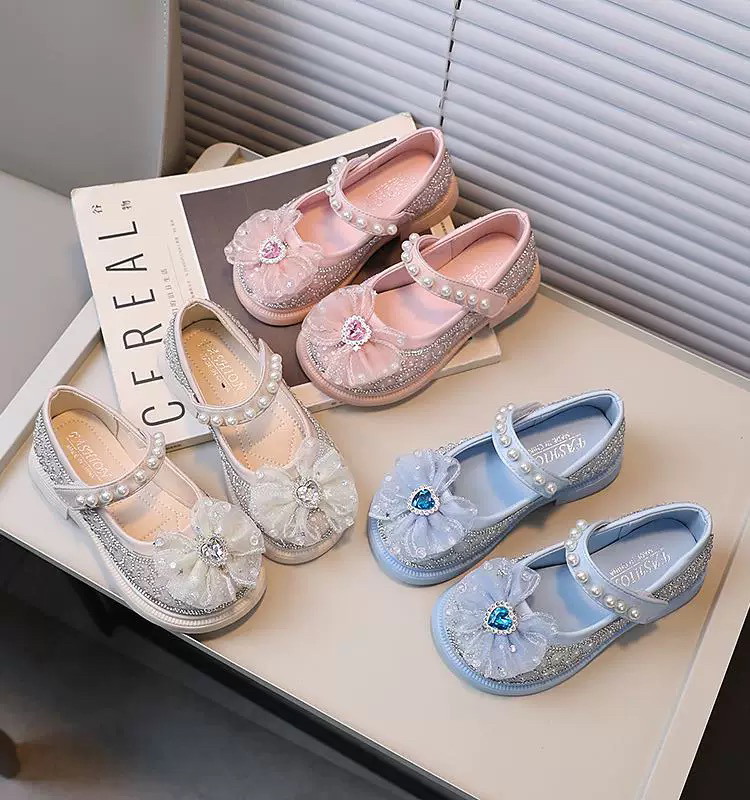 女童水晶公主鞋儿童爱莎软底皮鞋2025春秋小女孩洋气水钻单鞋806