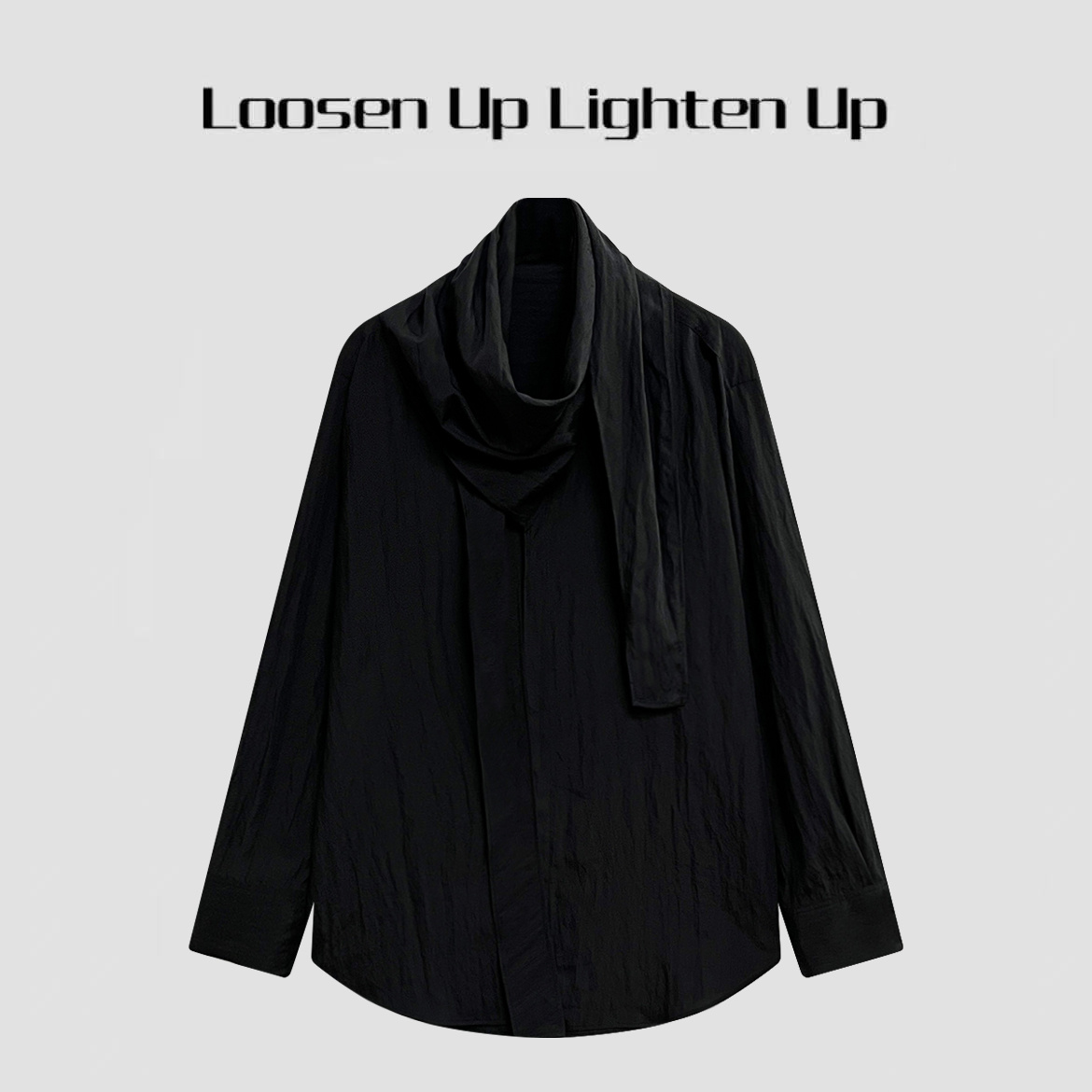 Loosen Up【小飘带衬衫】天丝混纺褶皱肌理不规则飘带领高智感衬衫