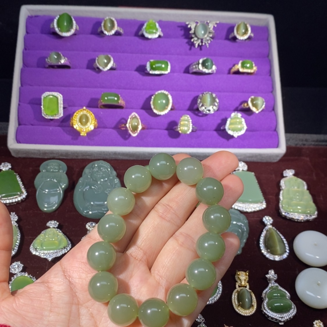 【闪购商品】和田玉（糖玉）手串未镶嵌手串卡13+