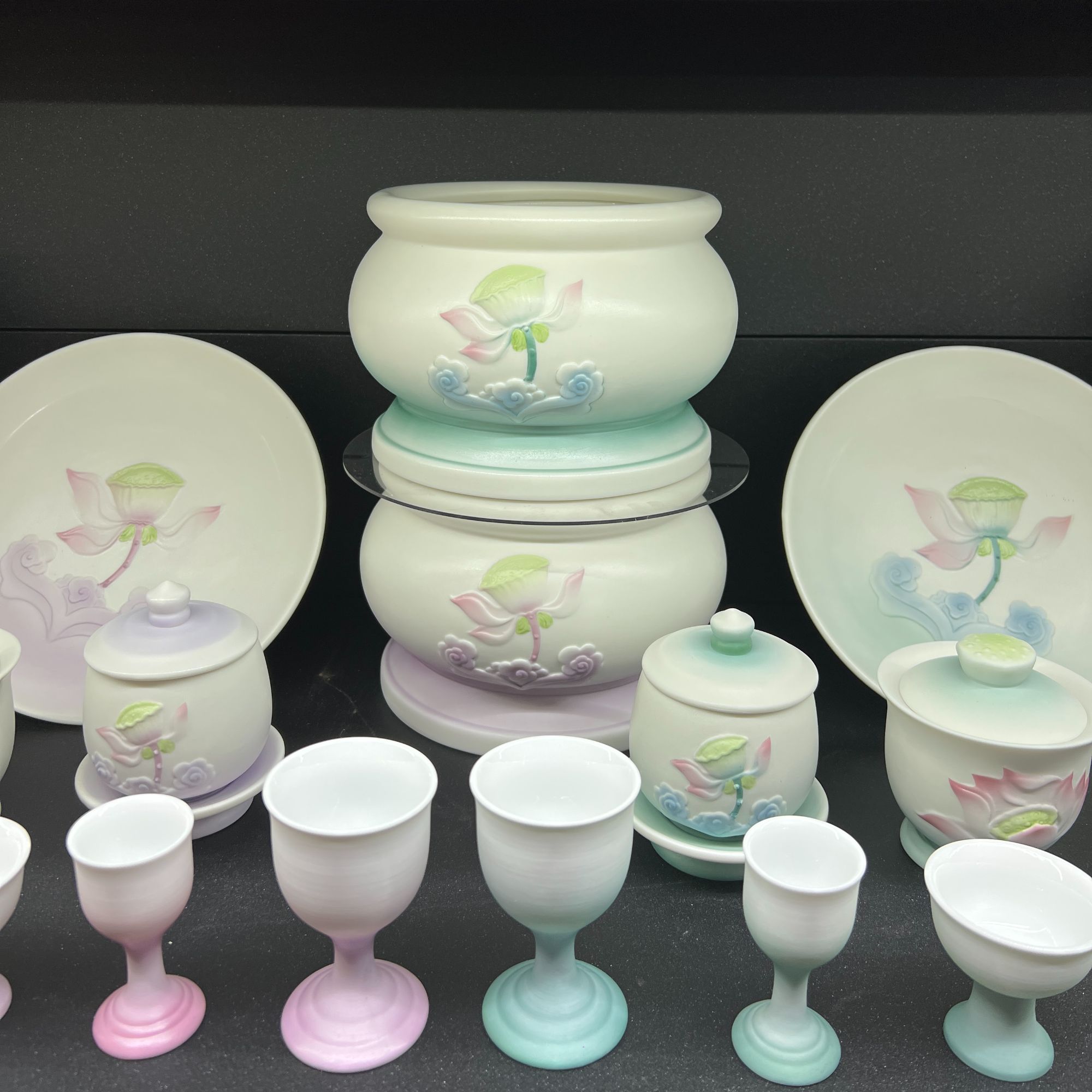 莲韵香炉祥云香炉荷叶香炉系列家居用品德化瓷