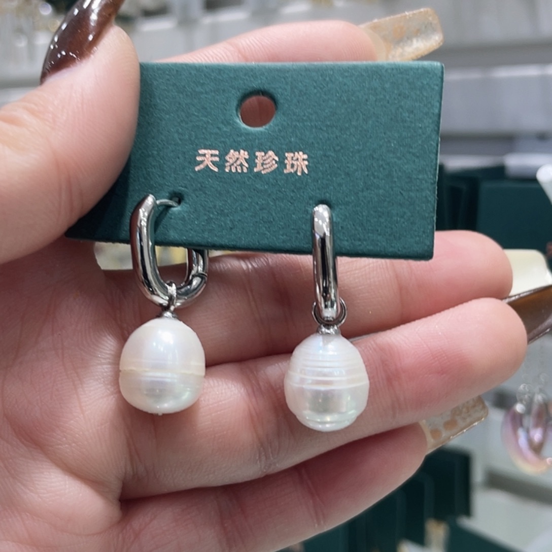 淡水珍珠耳饰银S925镶嵌
