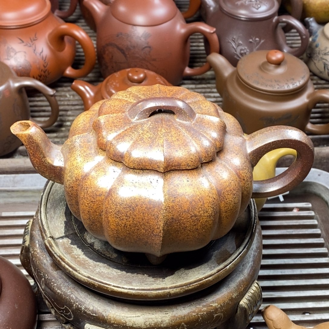 紫砂茶壶白19 筋纹宫灯