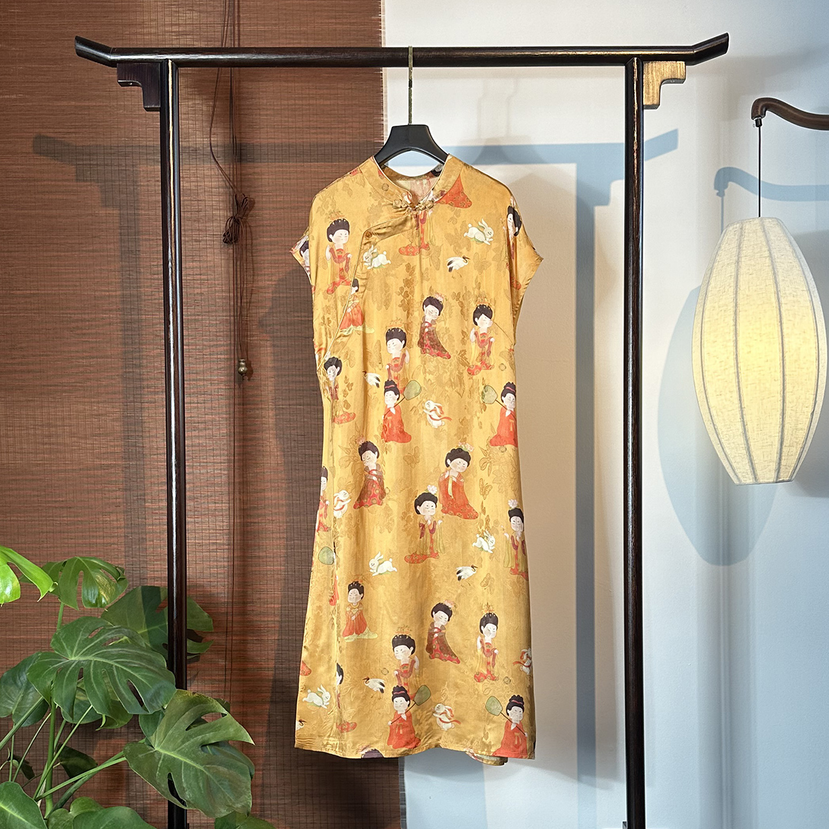 【8709】香云纱新中式提花花萝袍子高定气质连衣裙