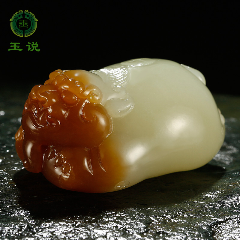 玉说和田玉貔貅老红糖白吞金兽呆萌版吊坠